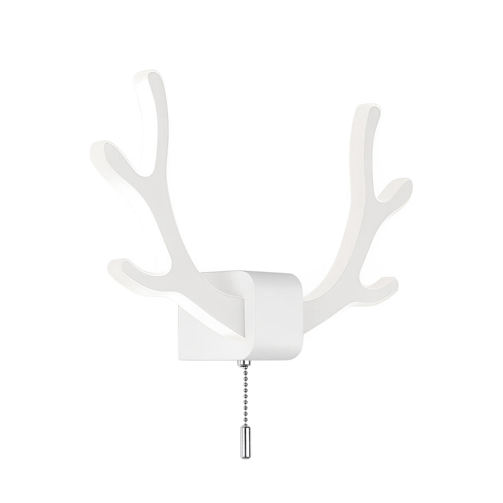 Antler wall sconce light isolated on a white background, showcasing the clean white antler design and compact wall mount.