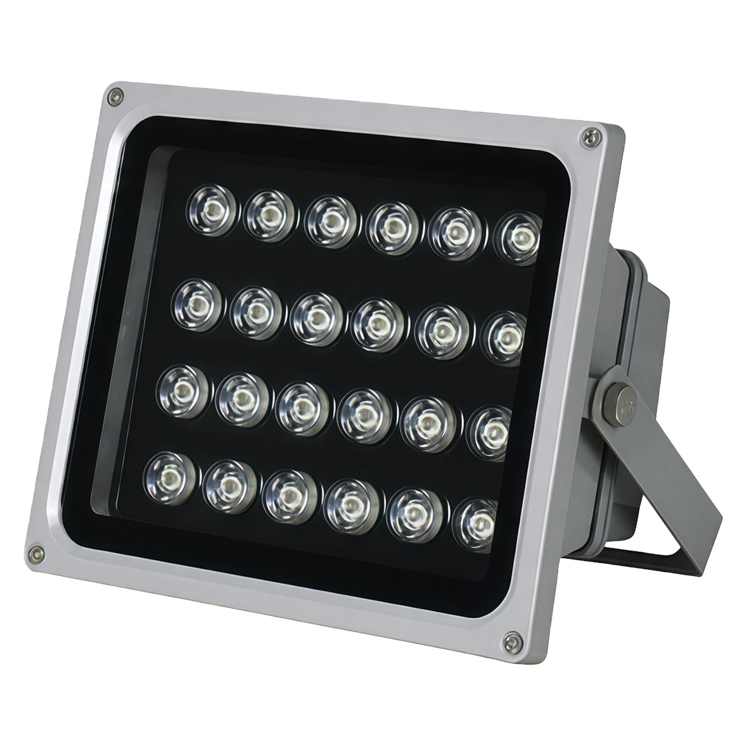 Architectural flood lights for building facade uplighting create uniform illumination while enhancing architectural details and depth.
