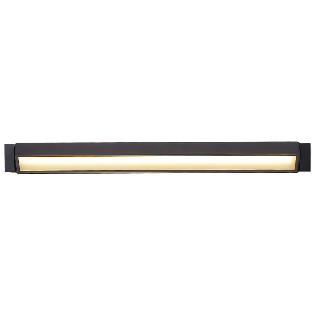Architectural LED light bar for wall with glass shade chandelier styling creating warm downlighting on neutral wall surface.