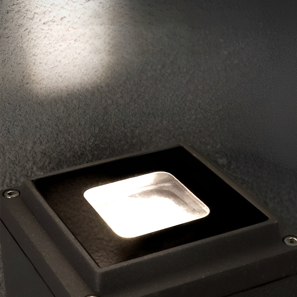 Architectural narrow beam wall sconce lighting a modern corridor with warm ambient glow.