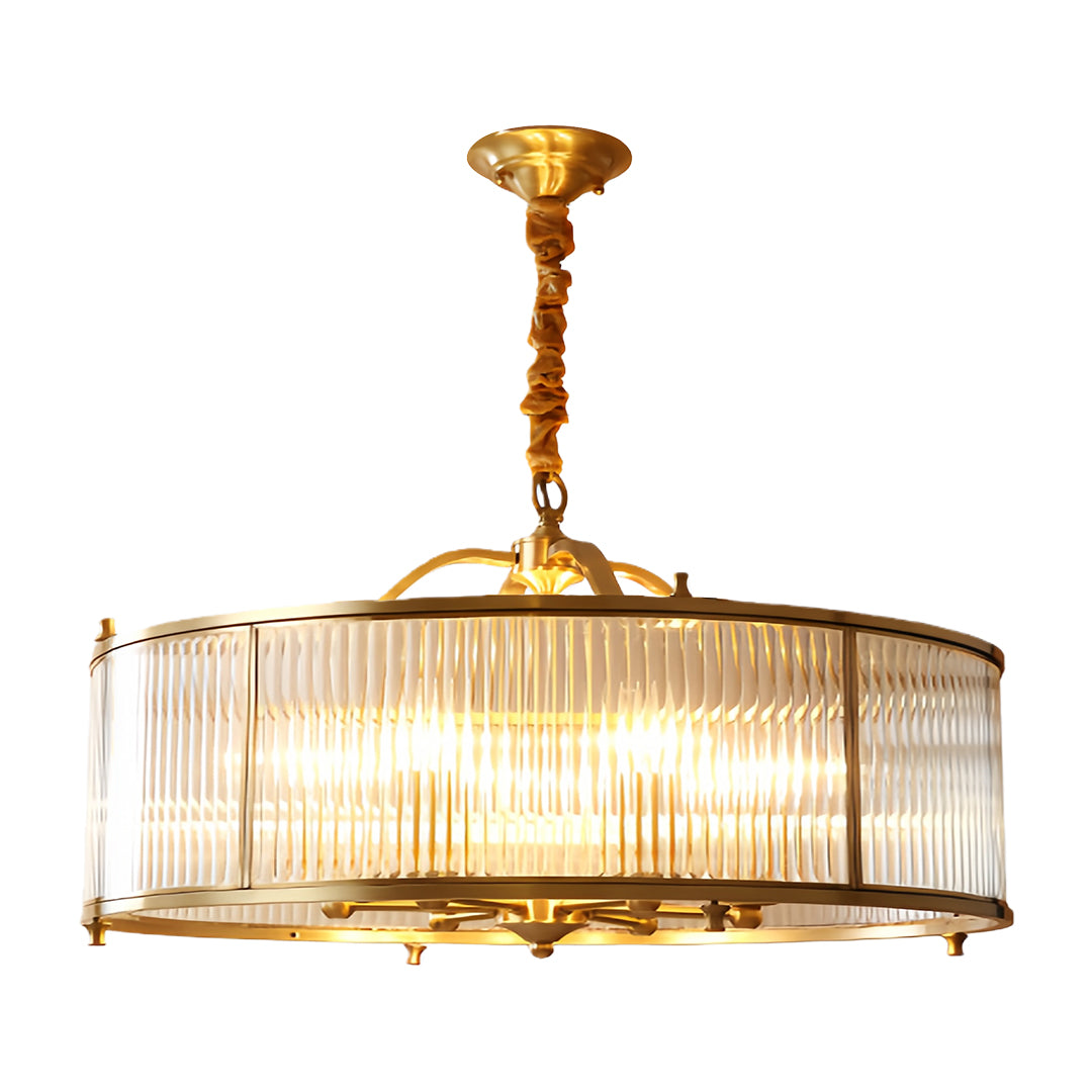 Art deco brass semi flush mount ceiling light with tiered crystal rod arrangement and polished finish