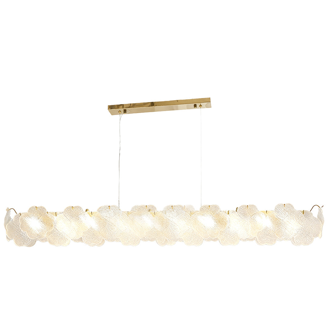 Artistic glass chandeliers in a luxurious living room, offering a blend of modern art and functional lighting.