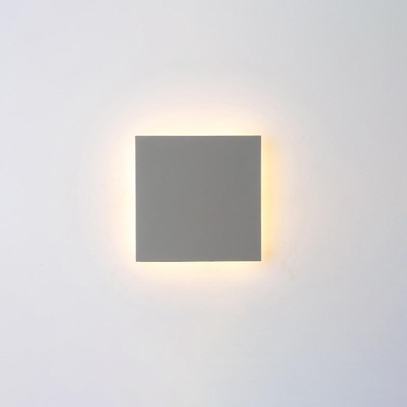 Gray square backlit wall light with ambient glow