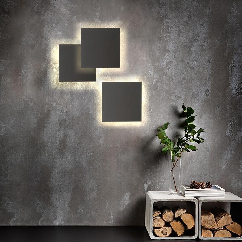 Square backlit wall light on modern indoor wall