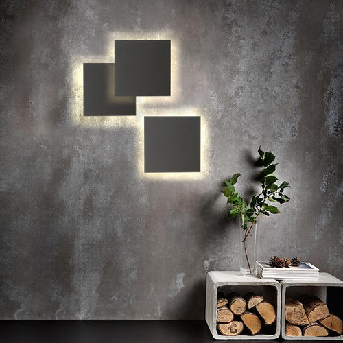 Square backlit wall light on modern indoor wall