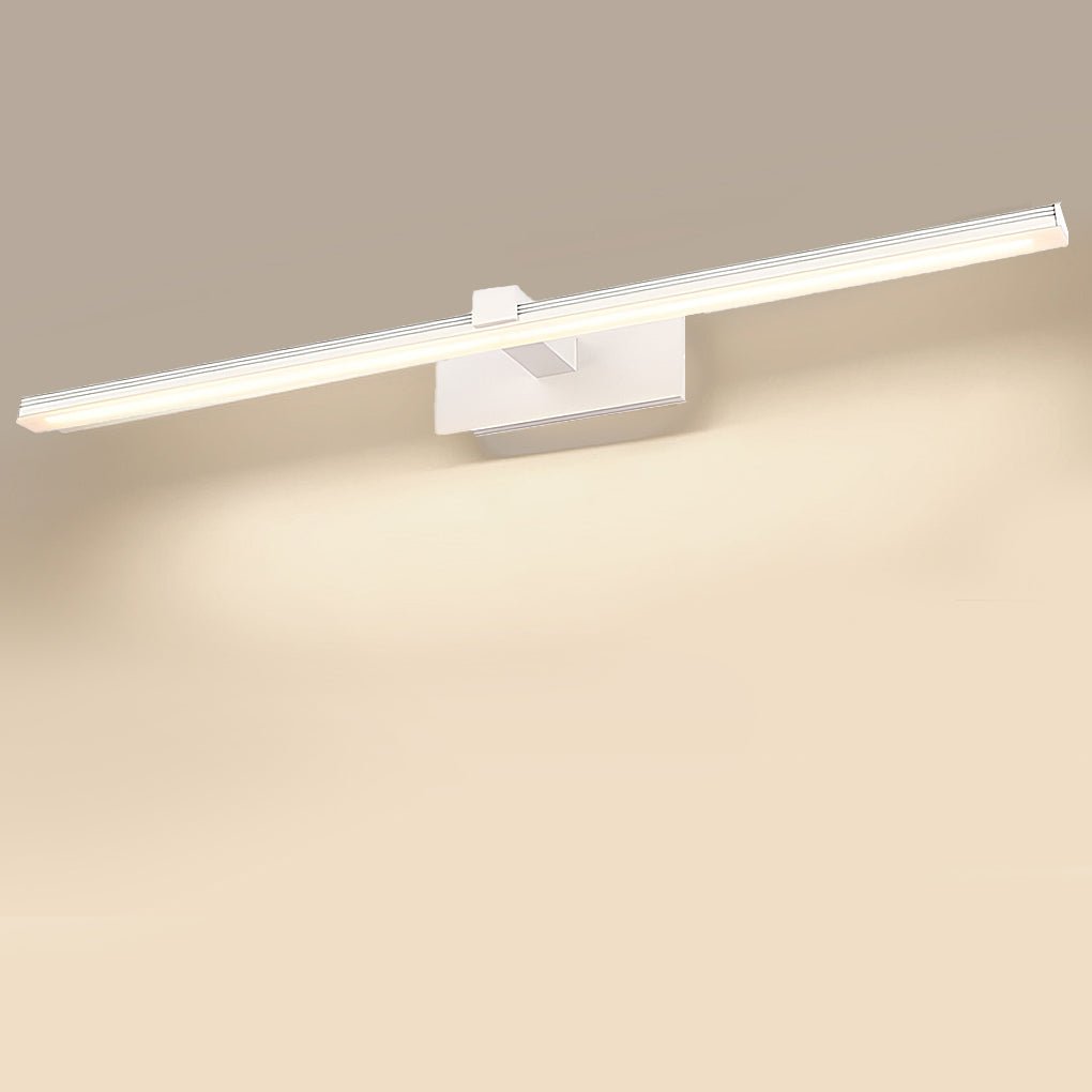 Warm lighting effect demonstrated by adjustable bathroom lights above vanity.