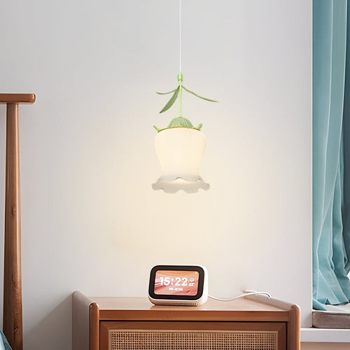 Bell Orchid Flowers Three Step Dimming Green Modern Pendant Lights Fixture