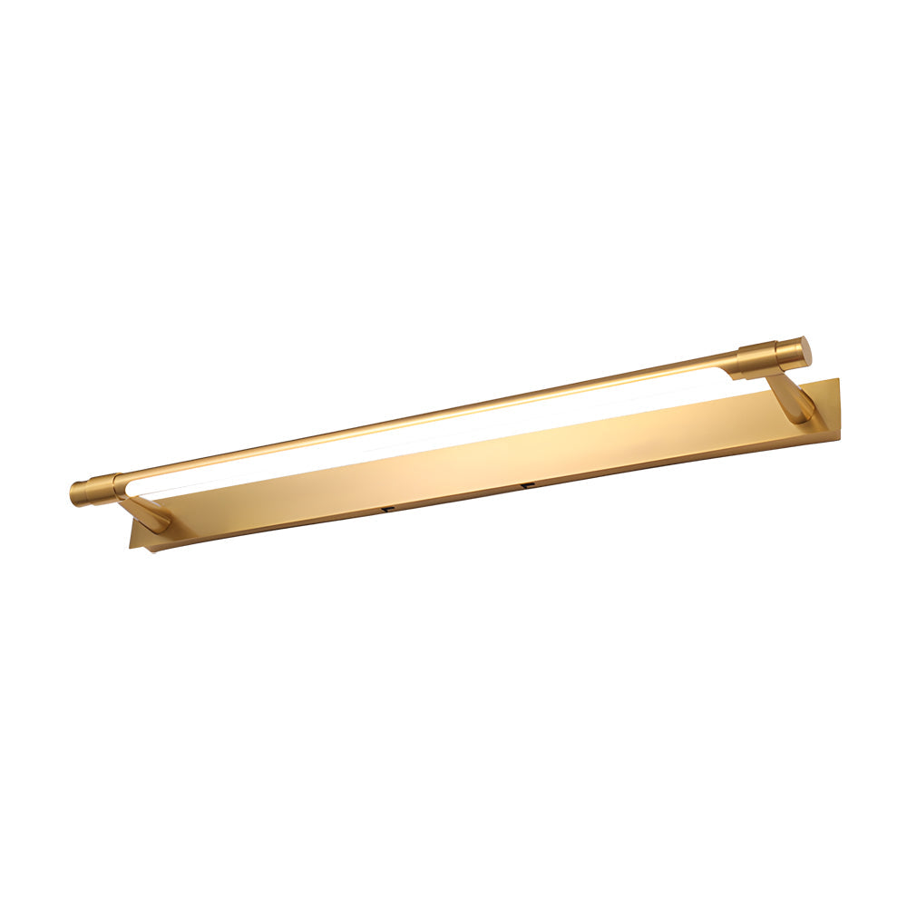 Black and gold vanity light in gold, front view of the luxurious design.