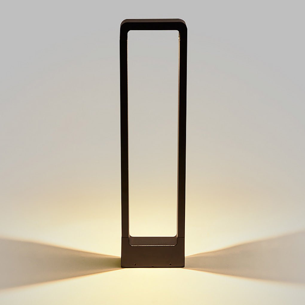 Black bollard lights displayed in a row, showcasing their modern design.