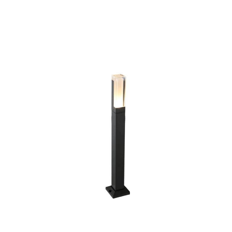 Standing black bollard light isolated on white background