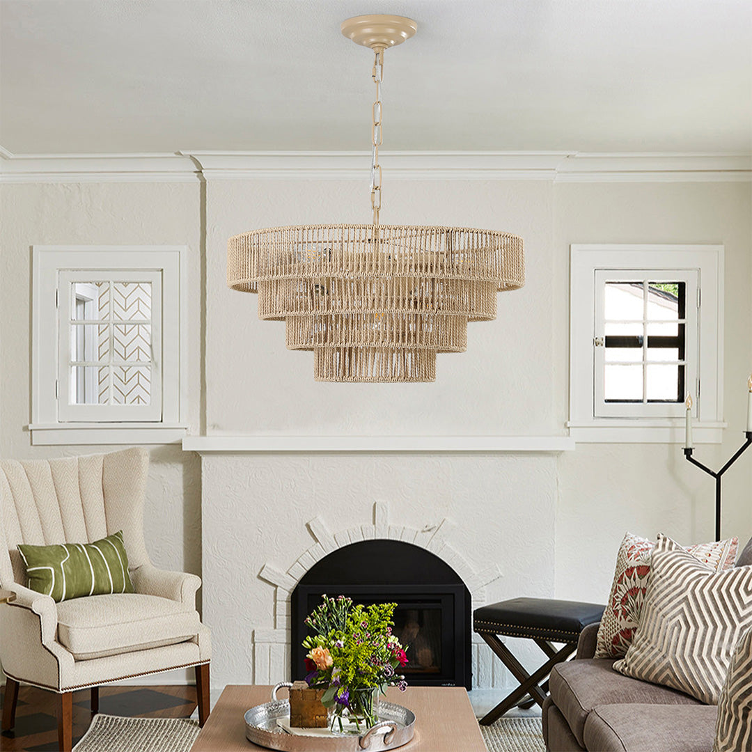 Elegant black Japanese style chandelier with cascading crystal beads, perfect for modern dining rooms.