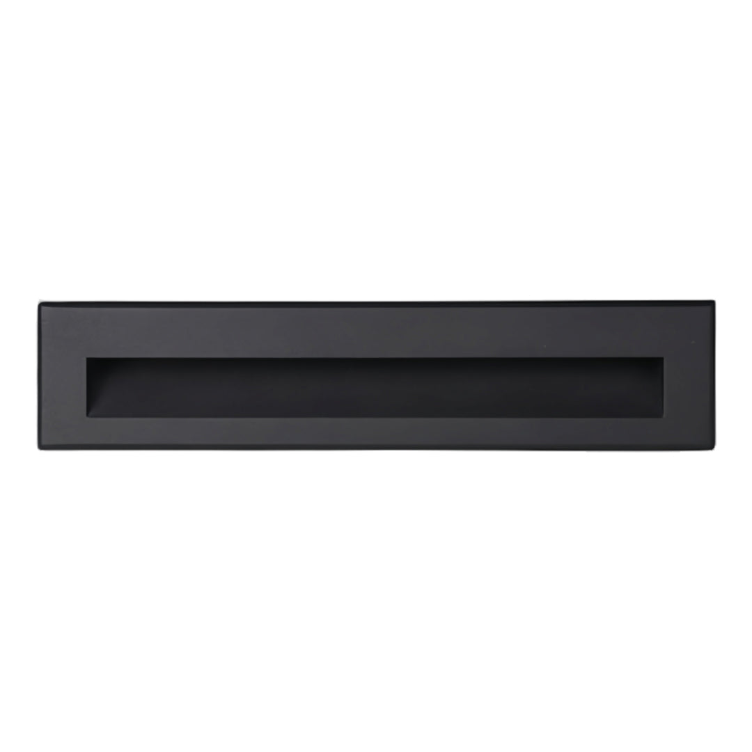 Black rectangular deck lights for steps with modern low-profile design and recessed mounting
