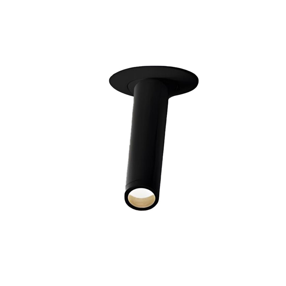 Black LED surface spotlight with cylindrical design, providing modern and efficient lighting for indoor spaces.