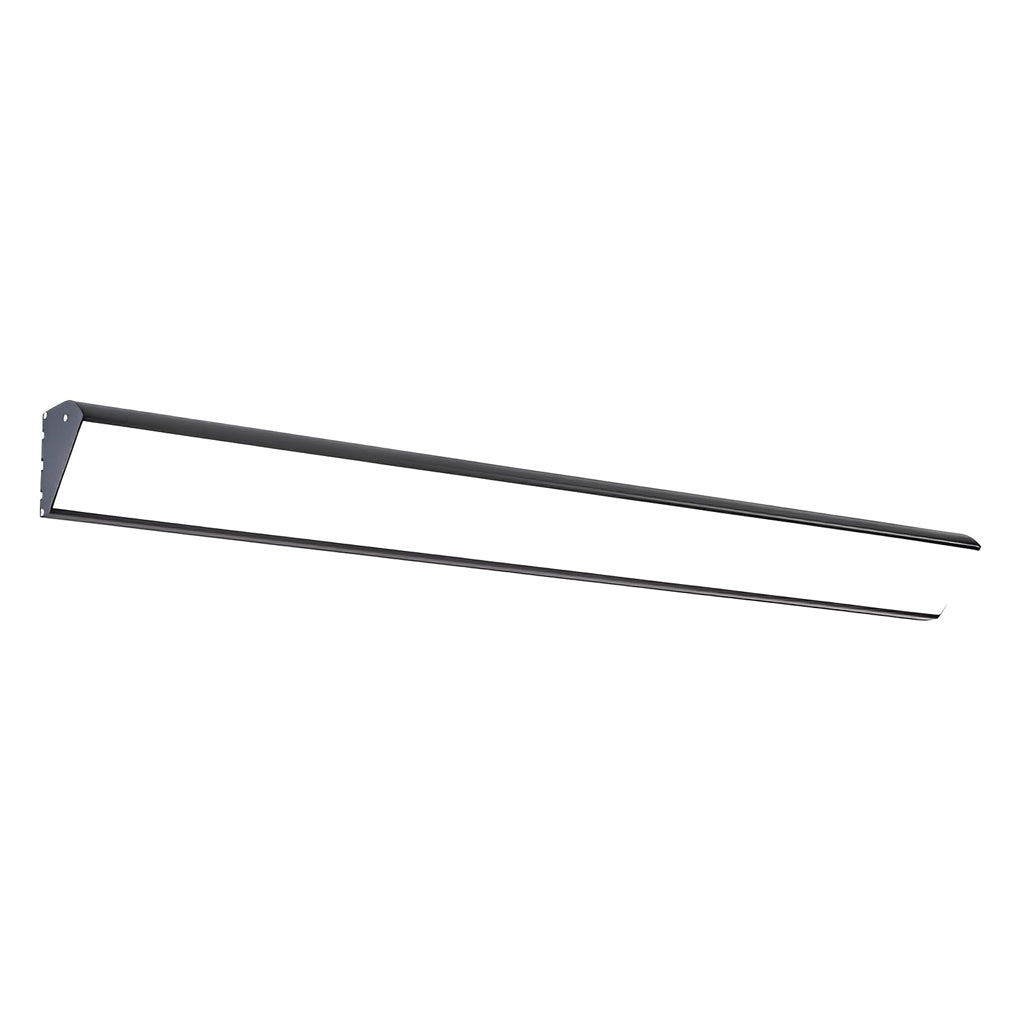 Black finish linear exterior wall sconce isolated on a clean background.