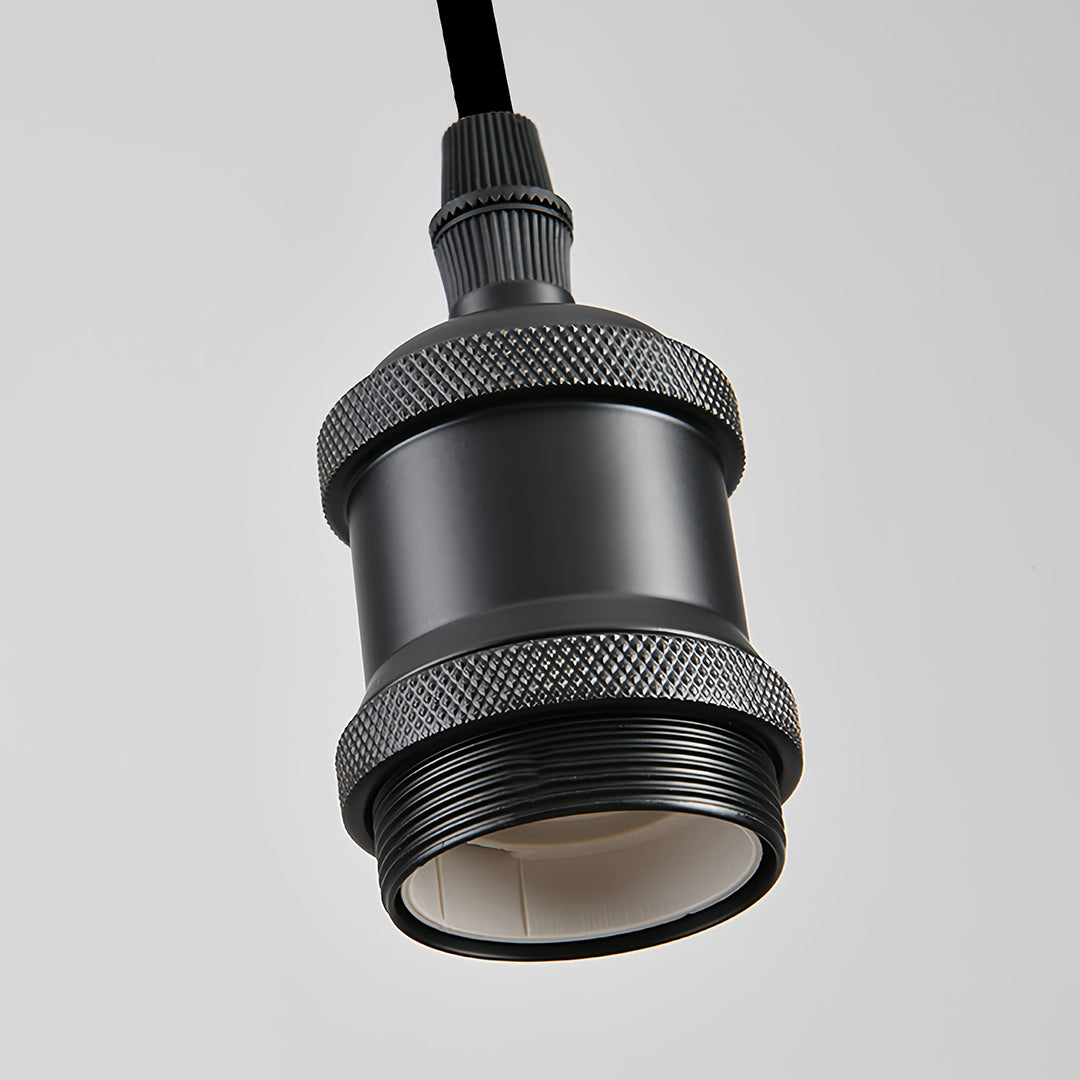 Detailed product shot of the black metal socket holder for the tiny pendant lights fixture