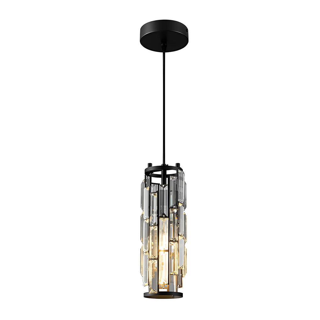Single black mini crystal pendant light product image on white background.