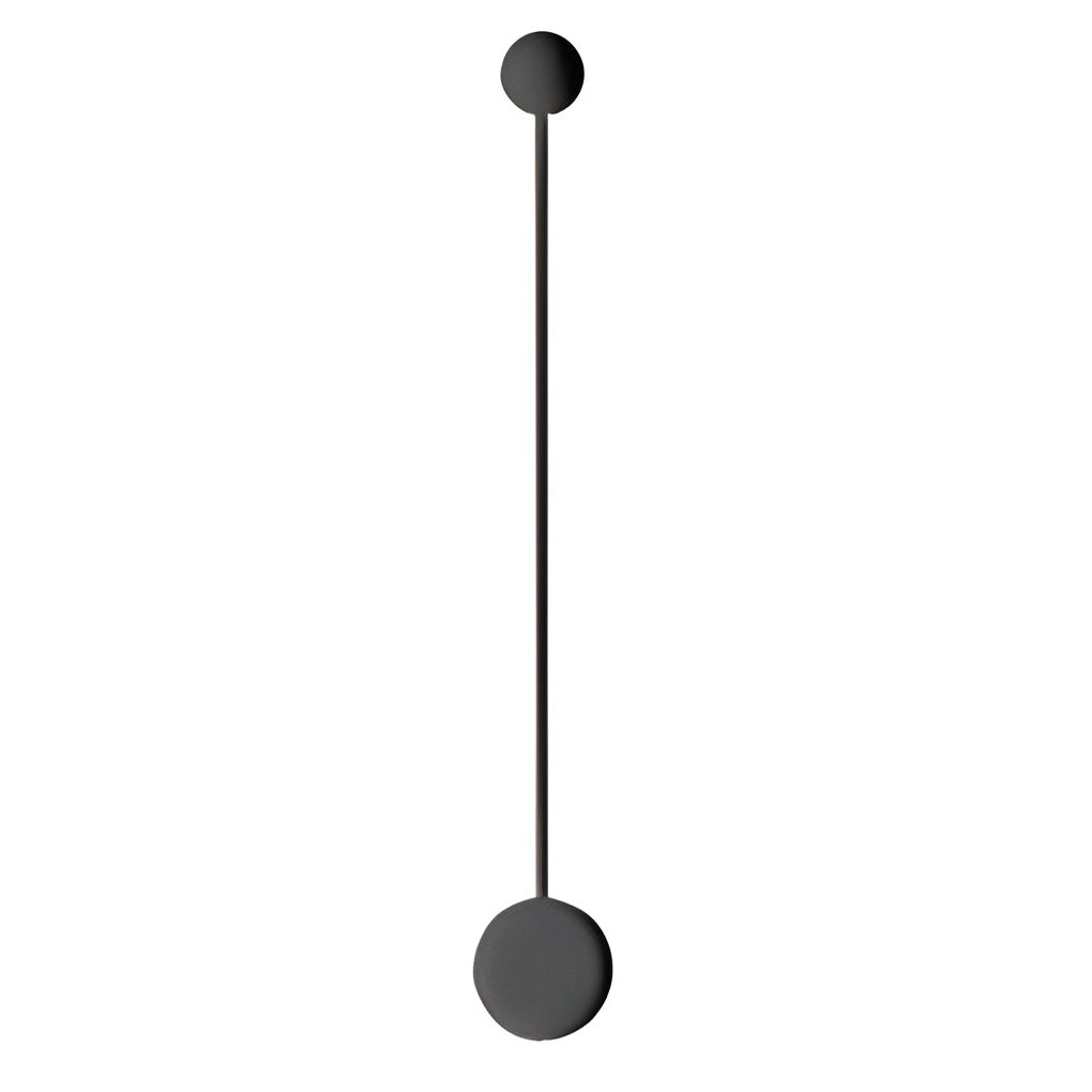 Black wall light with top view highlighting unique design.