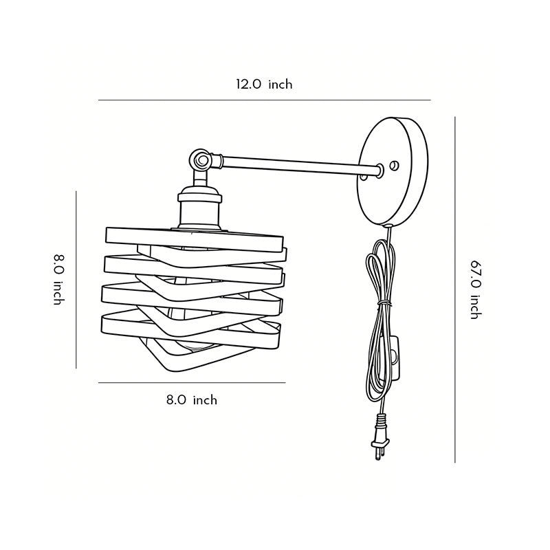Wall mount lights with plug, featuring a black finish and exposed bulb, displayed against a white background.