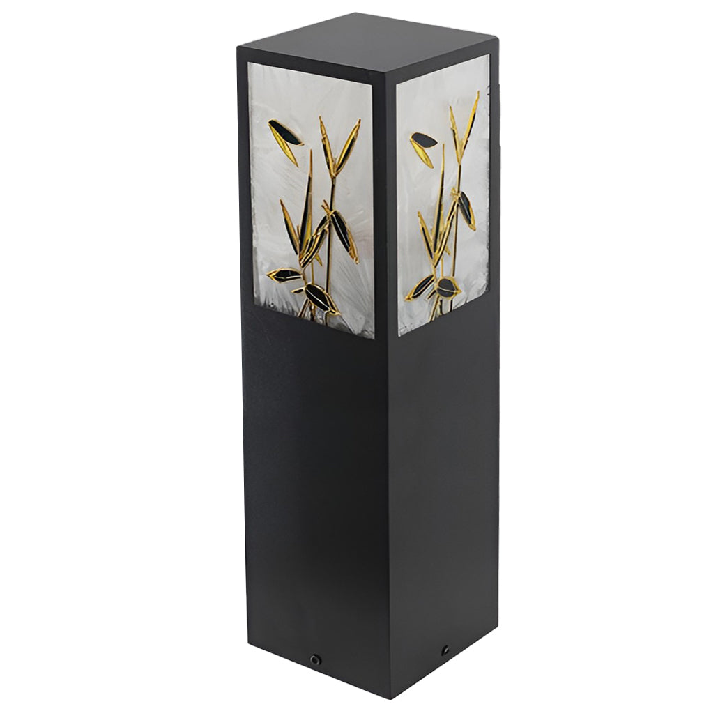 Bollard pathway lights with close-up of their artistic design and light output.