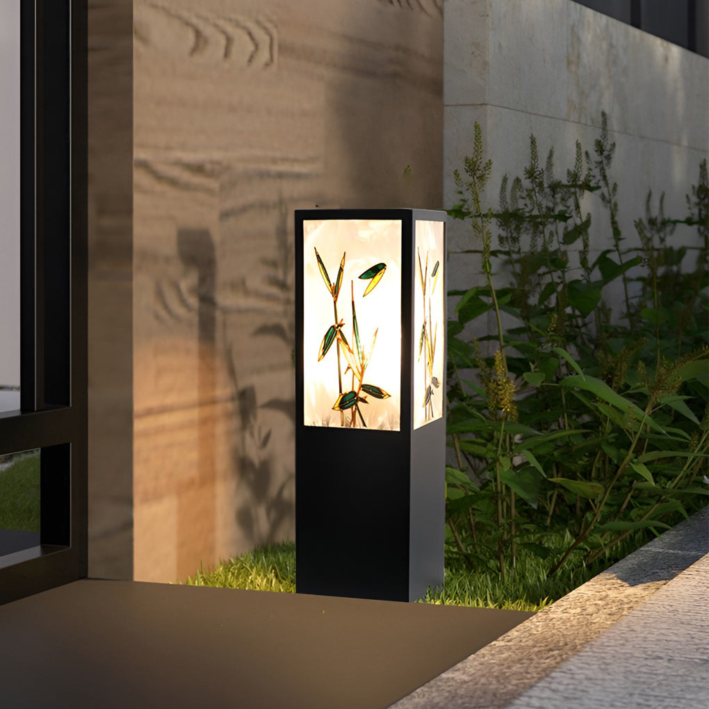 Bollard pathway lights enhancing a modern outdoor staircase with warm light.