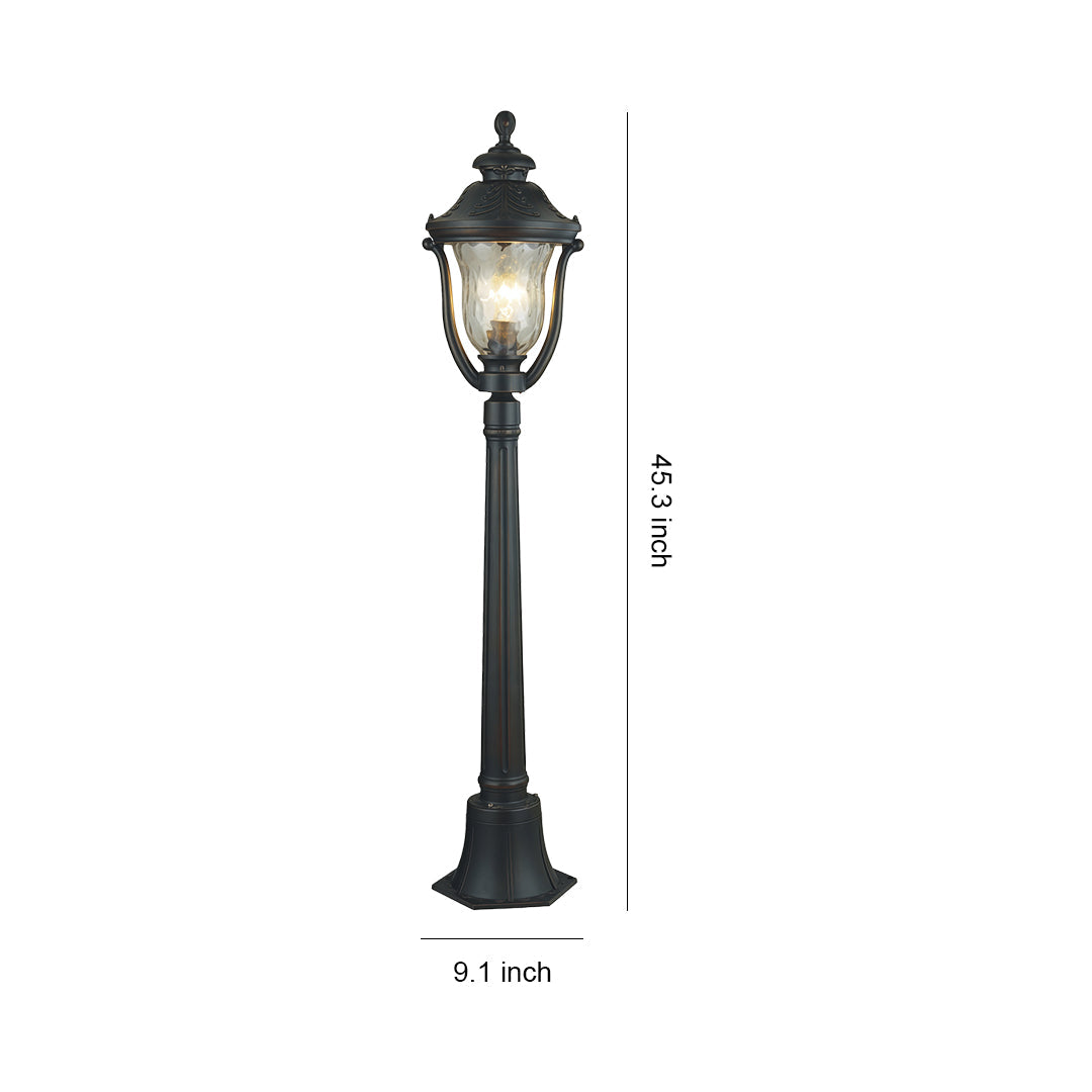 Bollard post light dimensions and installation guide, classic vintage outdoor design illustration