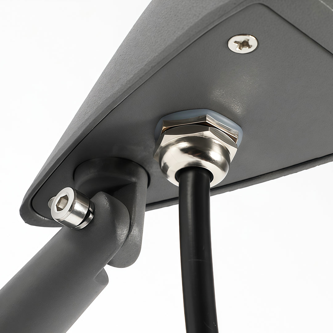 Bottom wiring connection of decorative wall wash lighting showing waterproof cable gland.