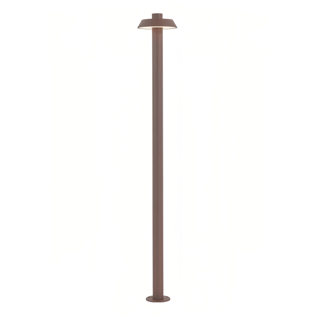 Elegant bronze aluminum path lights featuring a clean tubular shape and flat circular head.