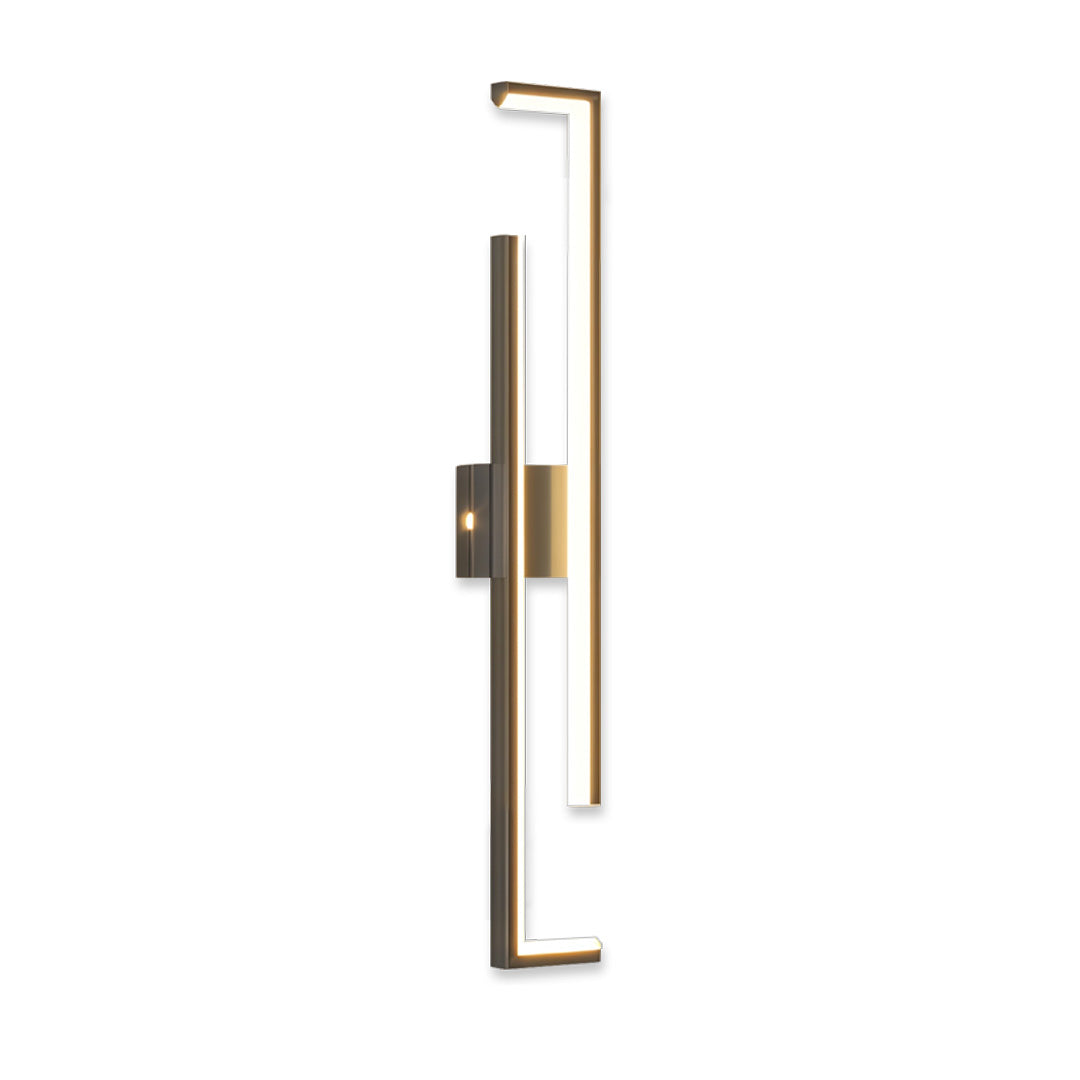 Slim bronze wall art led lights with minimalist design against a white background.
