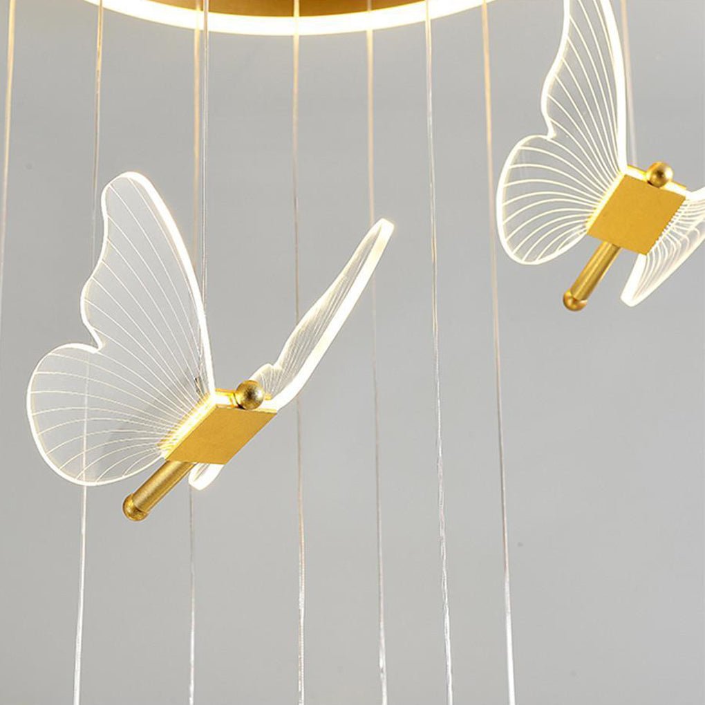 Butterfly Shapes Design Pendant Lighting Acrylic Metal Island LED Living Room Ceiling Lights.