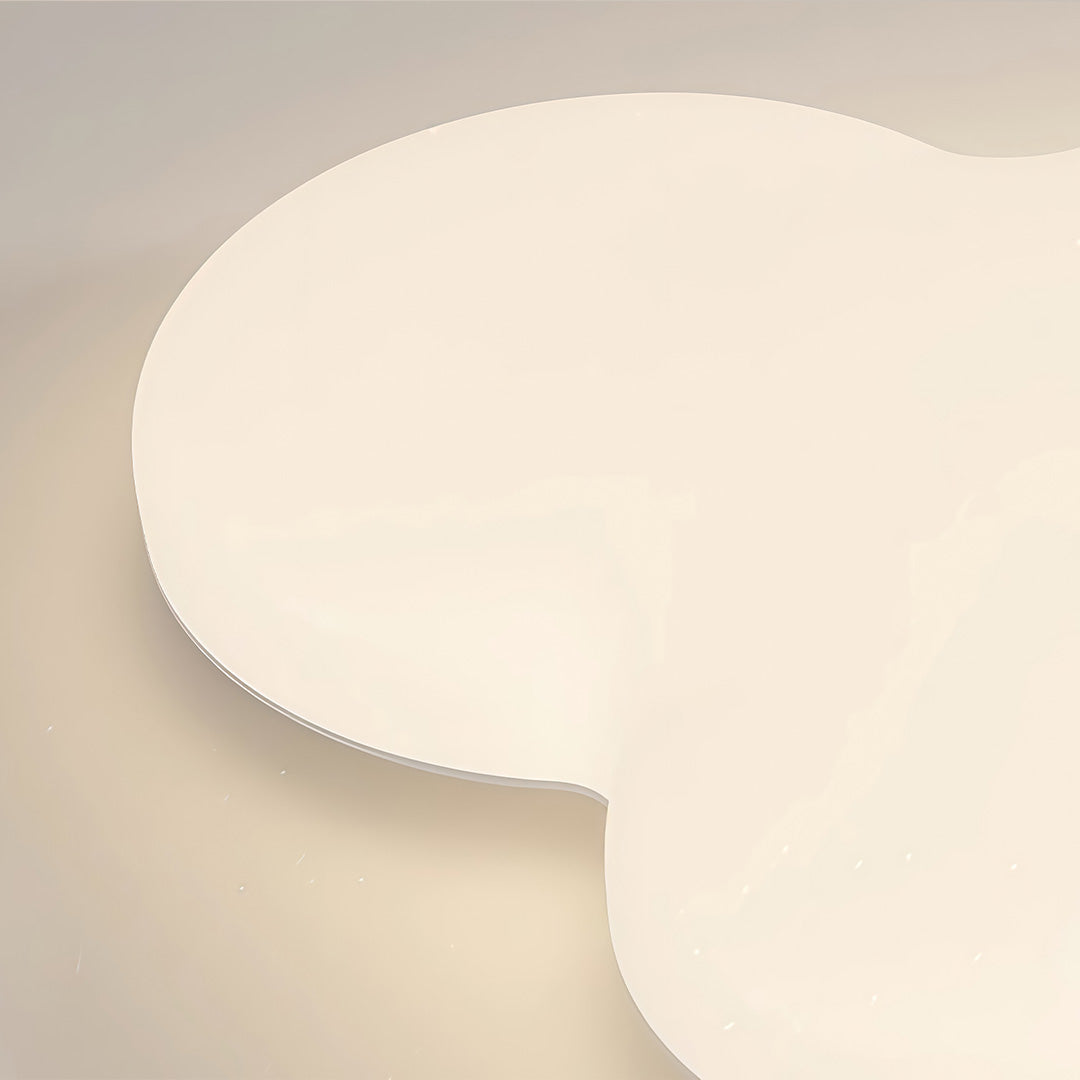 Close up view of ceiling cloud lights surface showing smooth acrylic diffuser texture.