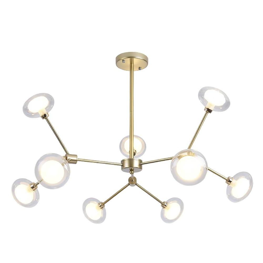 9 - light Glass LED Nordic Sputnik Chandeliers Hanging Ceiling Lights