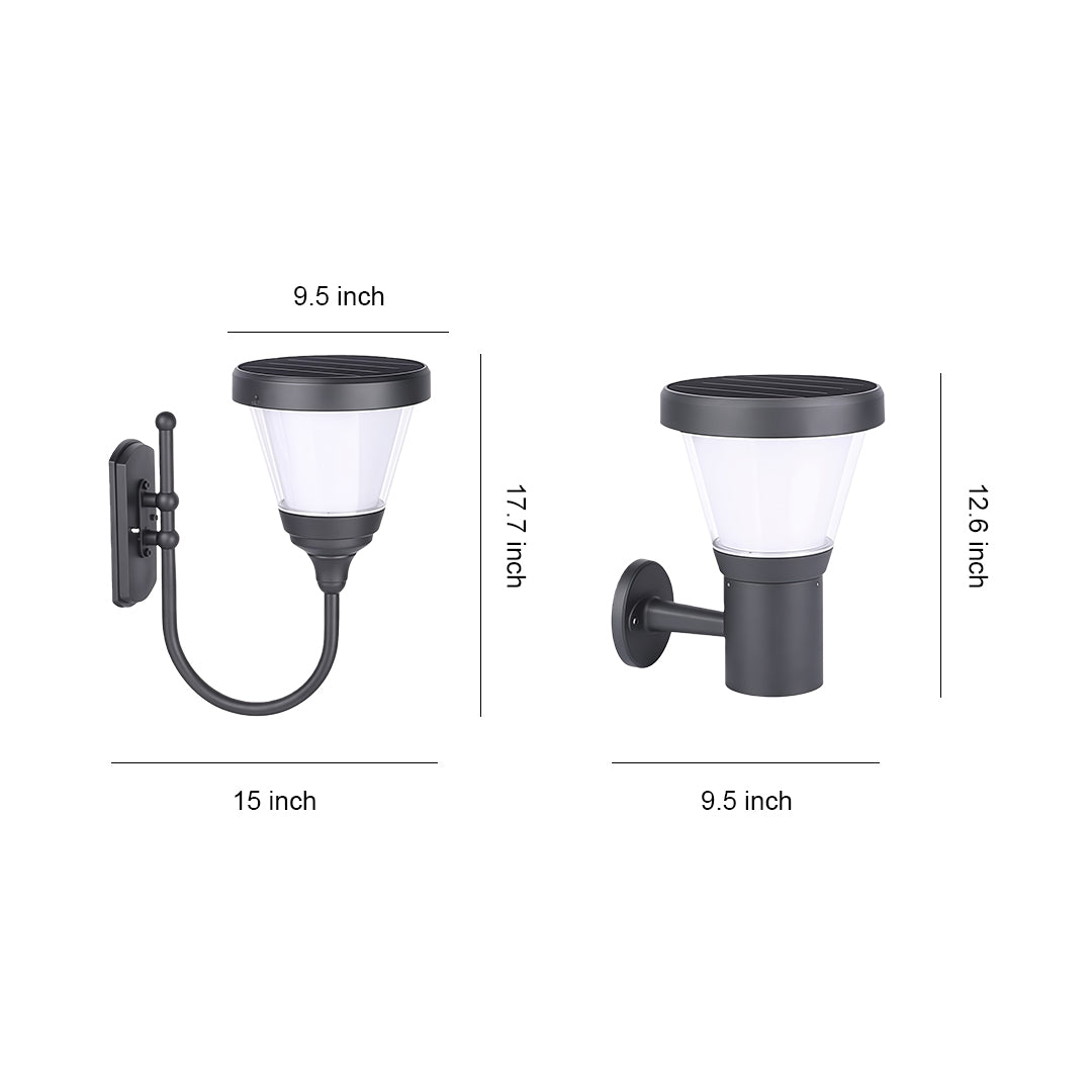 Classic black outdoor wall mount light with soft lighting, placed at the entrance of a house.