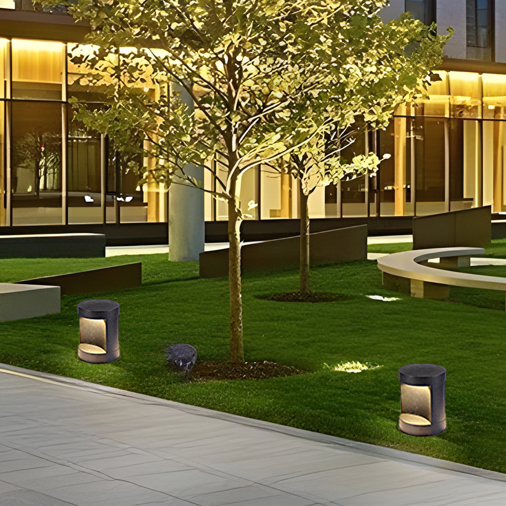 Modern Outdoor Cylinder Lawn Lamp - LED Solar