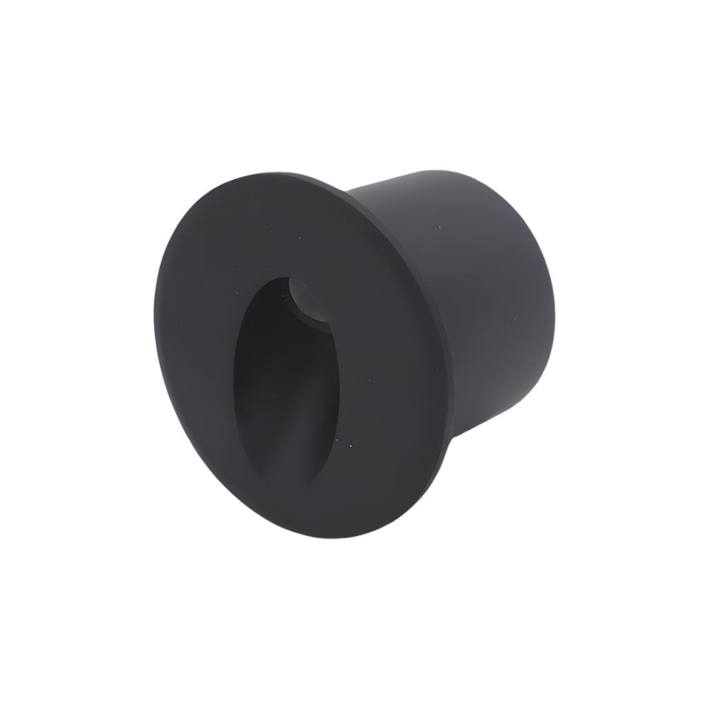 Compact black LED step light fixture with heart-shaped cutout design for decorative architectural lighting applications