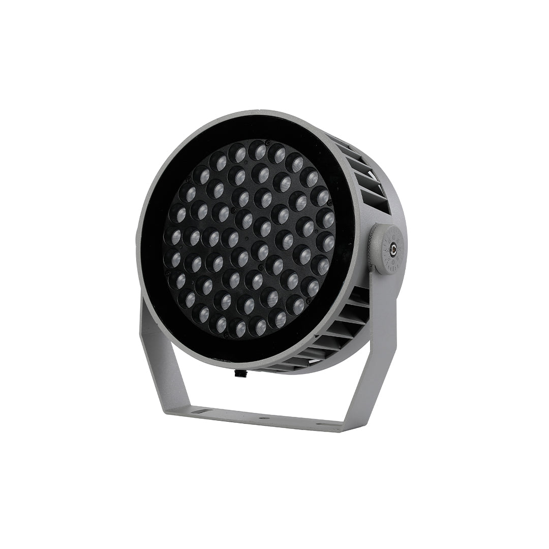 Compact outdoor LED garden spotlight featuring robust construction and adjustable mounting system