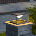 Silver Metal Table Lamp concrete pillar post light with integrated LED creating ambient lighting in modern landscape design