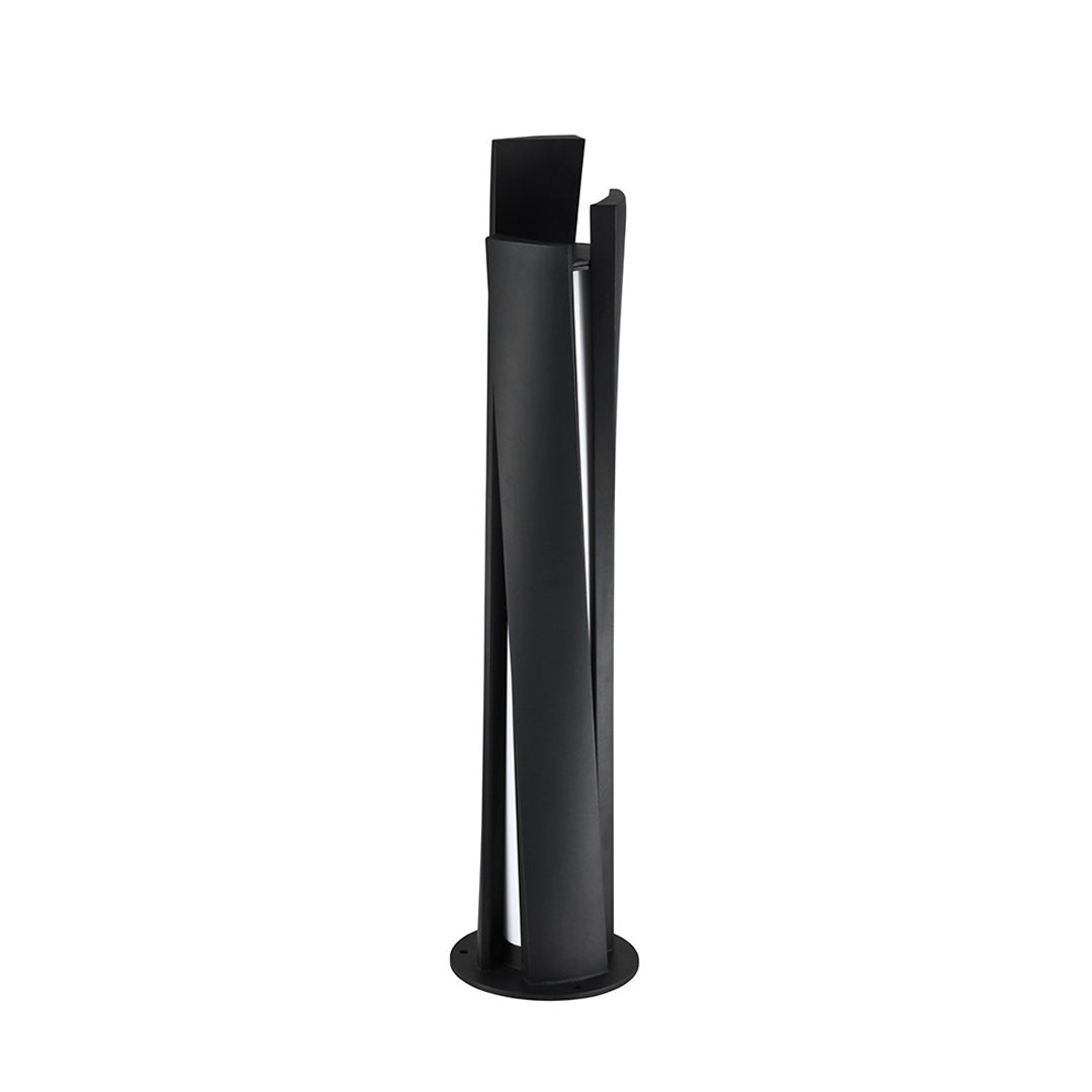 Contemporary bollard lighting fixtures with vertical black column design and integrated light strip element