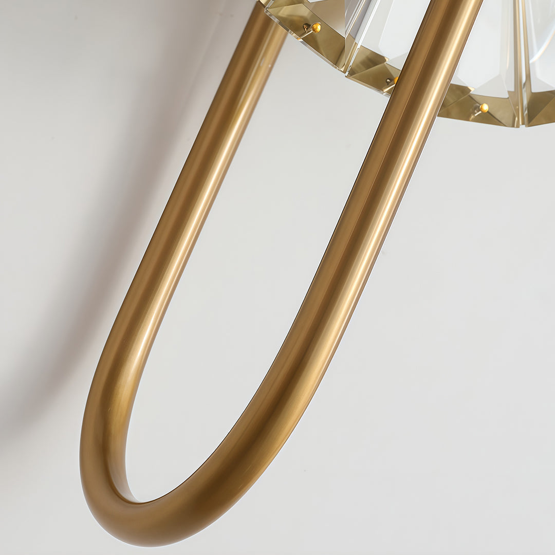 Contemporary crystal wall sconces lighting with glass shade chandelier styling shown in detailed angled view highlighting construction.