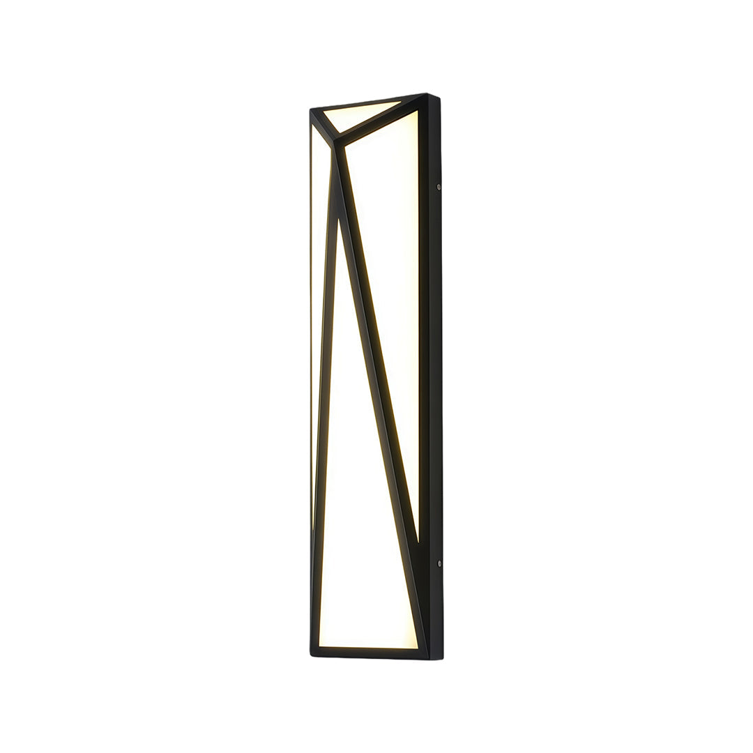 Contemporary exterior wall light black with glass shade chandelier styling in vertical tapered form with integrated LED lighting.