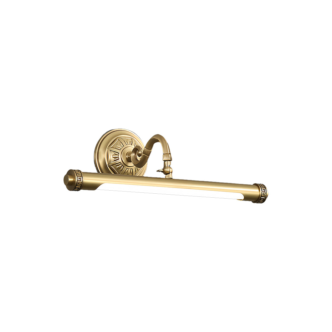 Contemporary gold bathroom vanity light with elegant decorative detail and linear bar