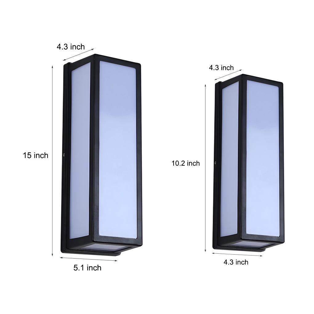 Contemporary outdoor wall light size and dimension diagram