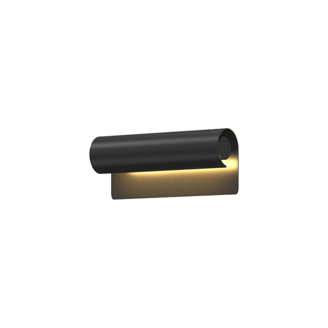 Contemporary outdoor wall lighting copper outdoor sconce with horizontal black tube and brass accent detail