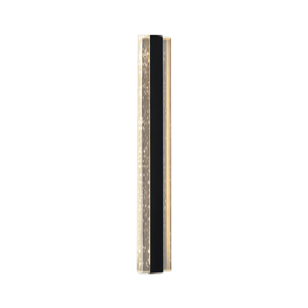 Contemporary outdoor wall lighting linear fixture with narrow black profile and warm LED illumination