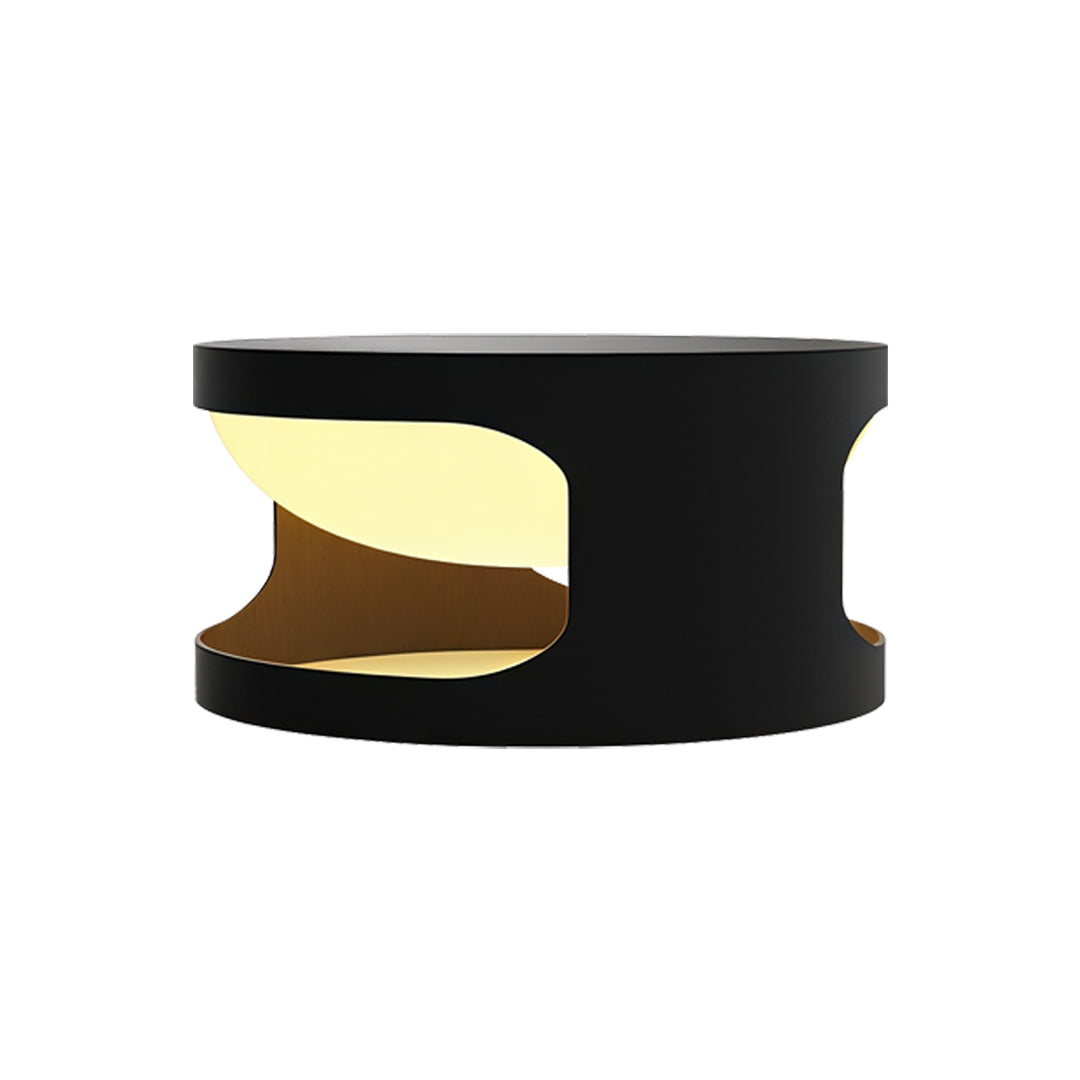 Contemporary outdoor wall lighting pillar top fixture in compact black design with elegant curved illumination