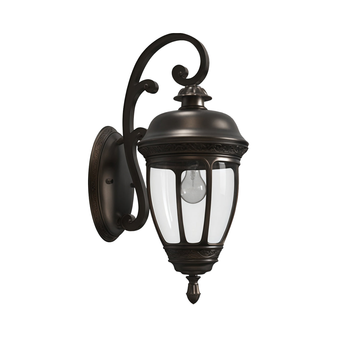 Contemporary outdoor wall lighting vintage wall sconce lamp featuring classic black finish with curved decorative bracket
