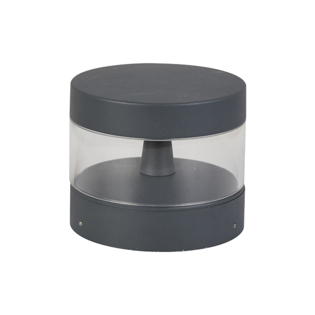 Front view of contemporary path lights illuminated, demonstrating balanced light output for safe and stylish pathways.