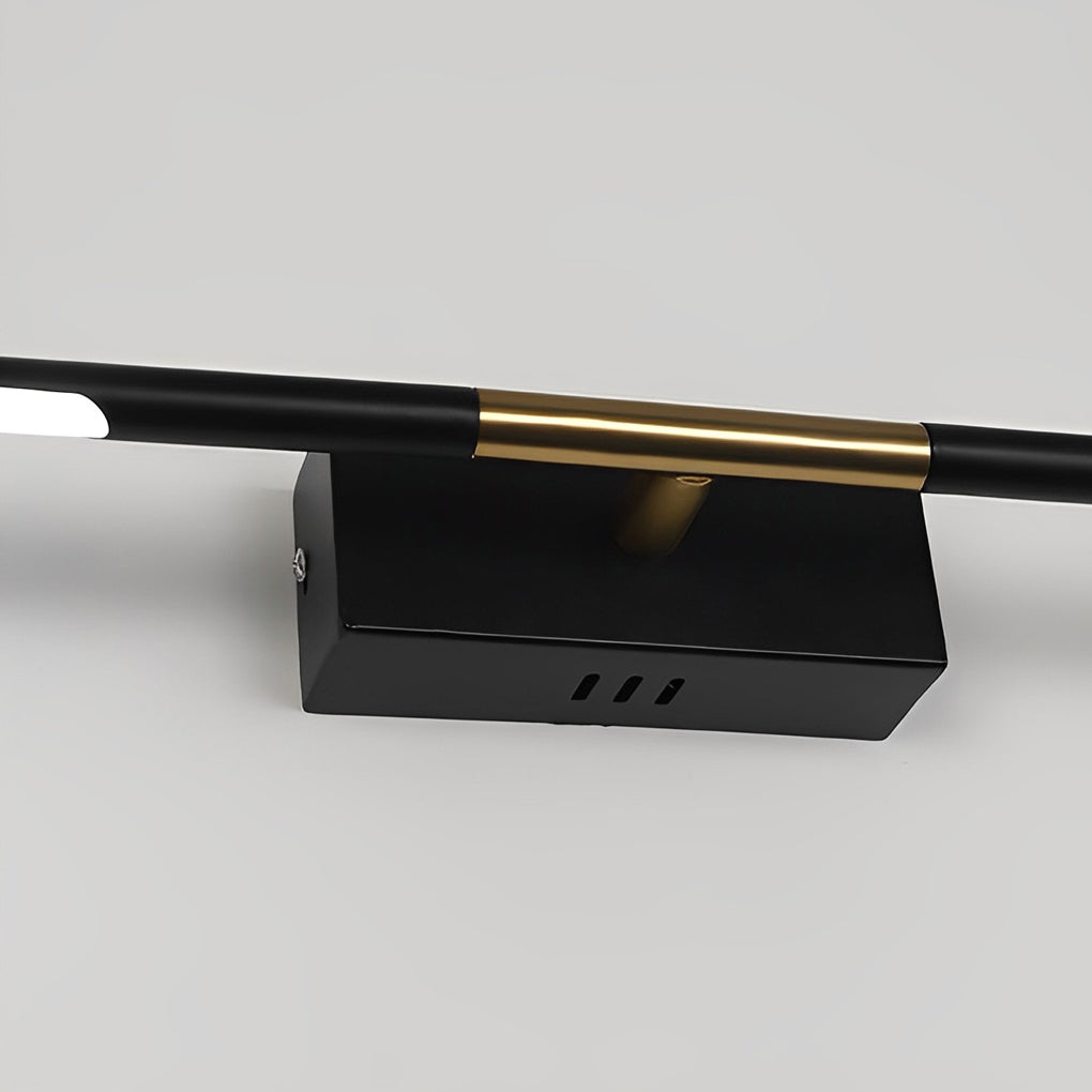 Contemporary vanity light bar with a close-up of the illuminated light strip.