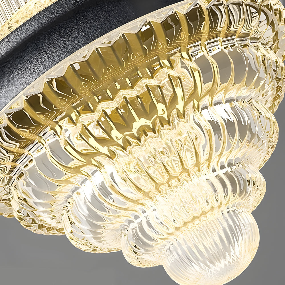 Detailed close-up of cordless acrylic hanging lantern shade, showing intricate layered acrylic texture and glow.