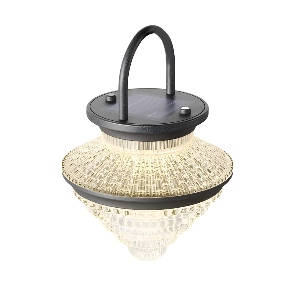 Cordless acrylic hanging lantern product image isolated on white background, emphasizing sculpted lantern shape.
