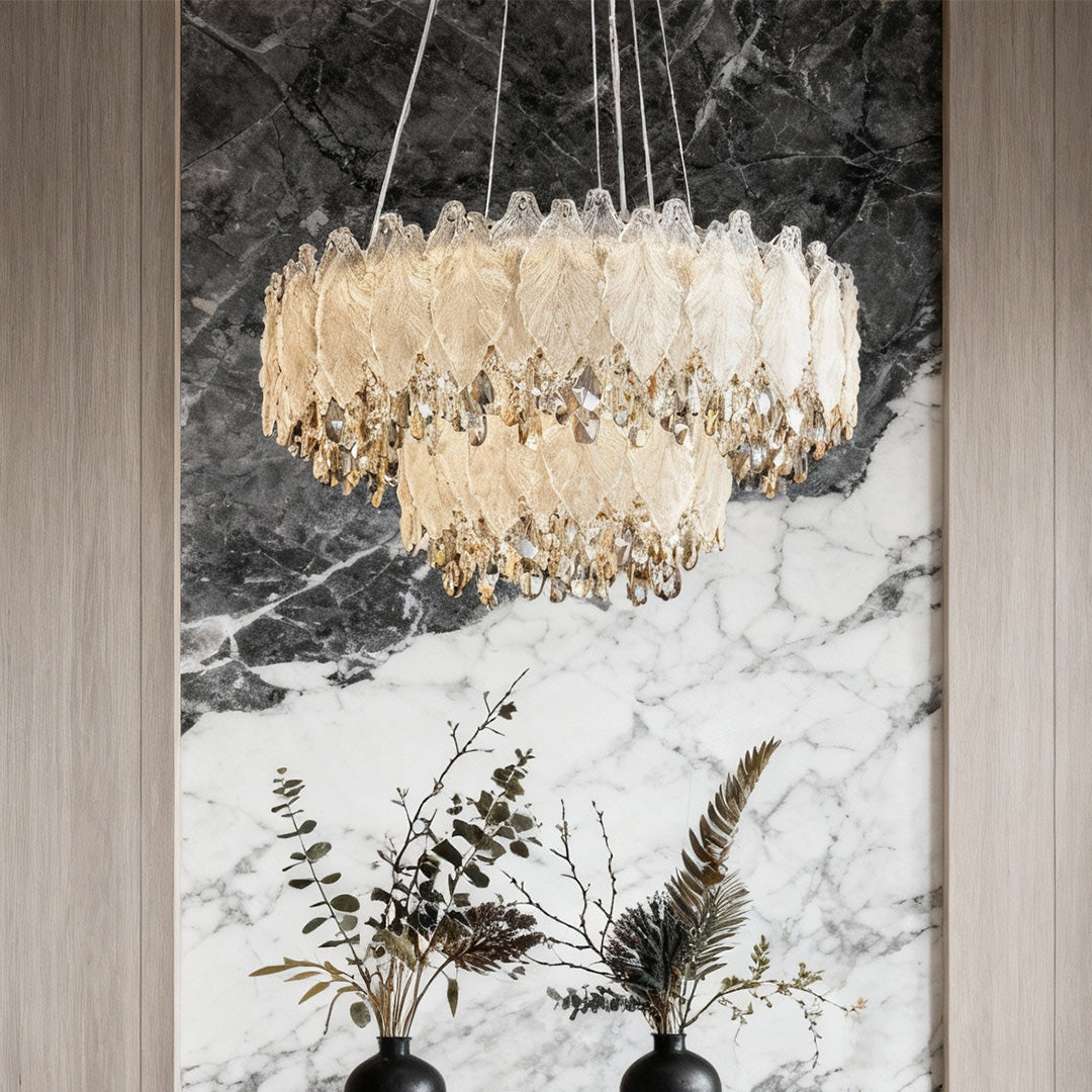 Featuring gold finishes and crystal accents, this country French chandelier creates a refined focal point with classic european charm.
